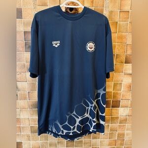 USA Swimming shirt by Arena XL NWOT Navy USA Flag on sleeve 23.5" armpit to armp